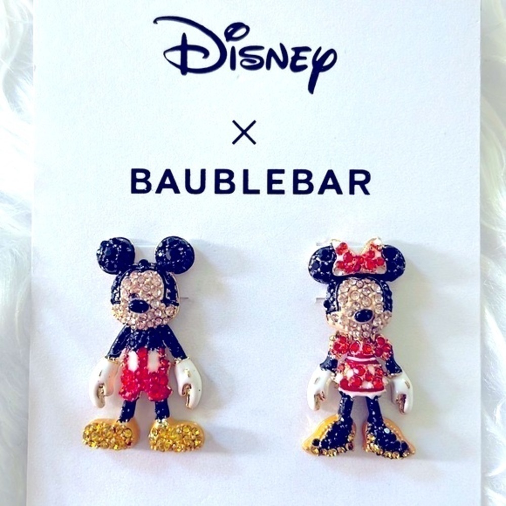 Brand New Disney X BaubleBar Mickey & Minnie Mouse Sparkly Mismatch Earrings - Picture 12 of 13